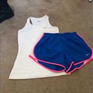 Under Armour workout top and Nike bottoms